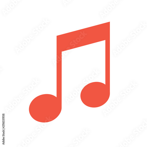 Minimalist Red Beamed Quaver Music Note Icon Vector Illustration Isolated on White Background Design