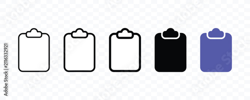 Set of clipboard icons in different styles with clipboard checklist document business management interface administration application collection