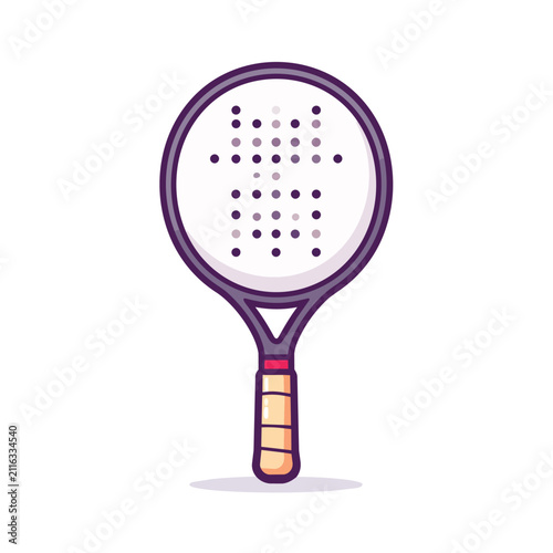 Flat Illustration of a Professional Padel Racket with Purple Frame and Grip Isolated on White Background