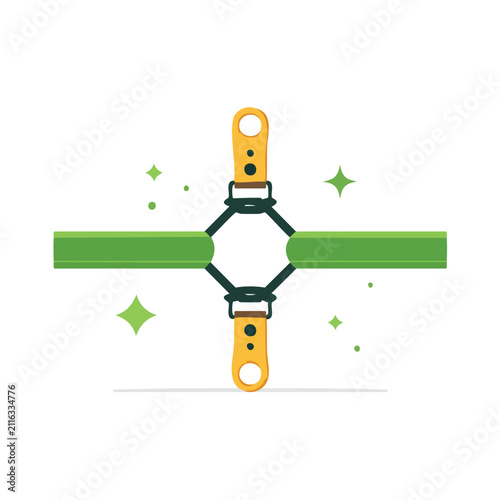 Professional Slackline Gear Setup for Outdoor Sports Activity and Balance Training Vector Illustration