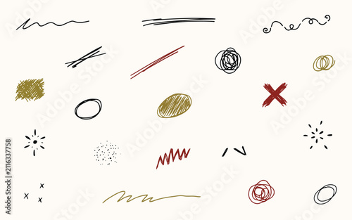 Картината върху платно Vector illustration of miscellaneous hand drawn pencil scribbles and abstract gr