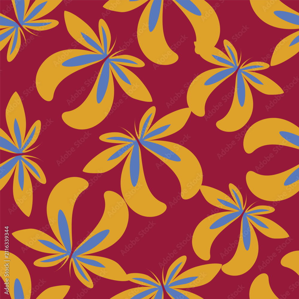 Obraz premium Seamless floral pattern, elegant vintage ditsy print with simple plant pattern. Botanical design, ornament: hand drawn red flowers, leaves, small bouquets on a white background. Vector illustration. 