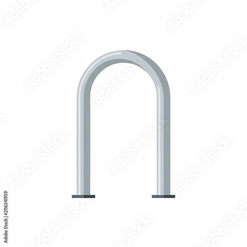 Sturdy U shaped metal bicycle locking anchor stand for urban street parking infrastructure durable steel frame construction for securing transport devices to keep bicycles safe in public city