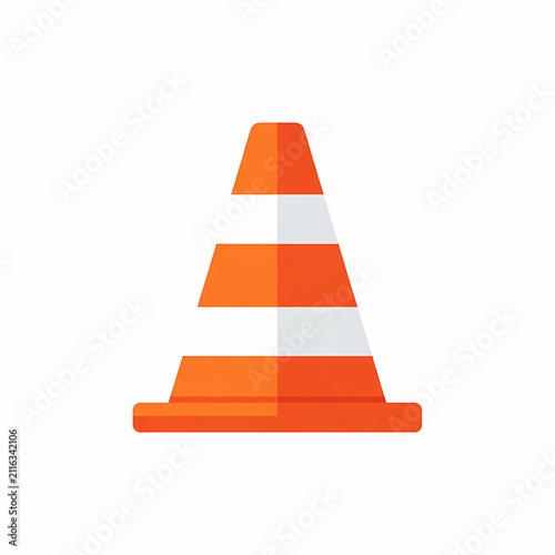 Orange Traffic Safety Cone Used For Road Construction Signaling And Hazard Warning Markings To Manage Vehicles Within Public Areas During Maintenance Projects Or Emergency Situations On Highways