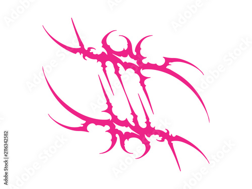 Neon Pink Cyber Y2K Spiky Line Art Graphic