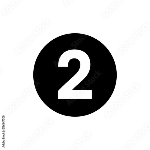 Number two icon in a black circle isolated on transparent background