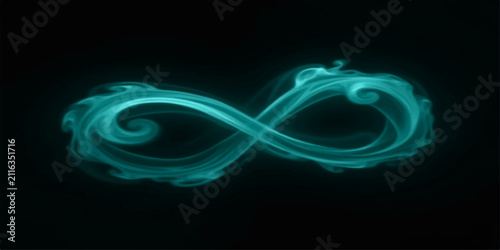 Abstract Blue Smoke Wave Background with Glowing Fractal Energy Light Motion Design on Black Space Texture Wallpaper Illustration