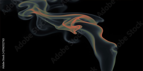 Abstract Blue Smoke Waves on Black Background with Glowing Fire Light Flowing Curves and Smooth Swirling Motion Design