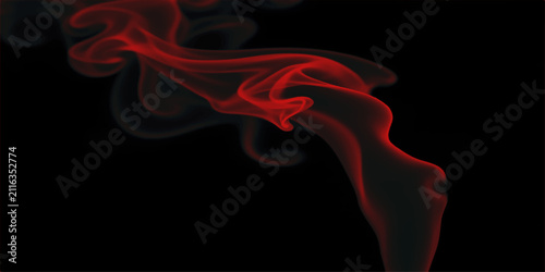 Abstract Red Smoke Waves on Black Background with Glowing Light Curves and Smooth Swirling Flame Motion Design