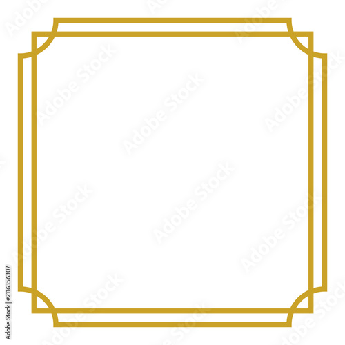 Elegant Gold Decorative Square Border Frame with Transparent Background PNG
