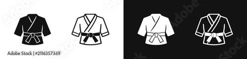 Konstfotografi Martial arts kimono or gi uniform icon set, karate, judo, taekwondo apparel