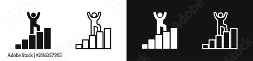Set of icons representing career growth and business success