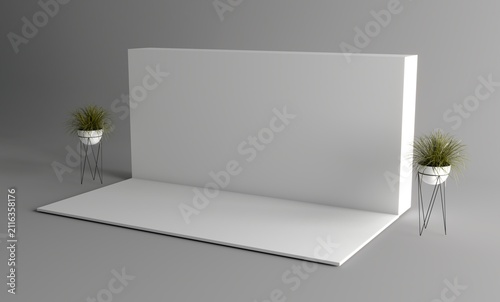 Mockup for press wall, pop up. Template. Blank wall. Blank mock-up box product isolated.