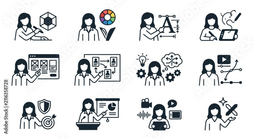 Creative Process Icons: Design, Strategy, Development, and Presentation