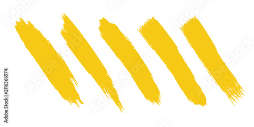 A bold splash of vibrant yellow paint streaks across a stark white background, suggesting energy, creativity, or a call to attention.