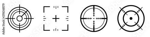 Target focus icon set, crosshair aim for camera and shooting game design