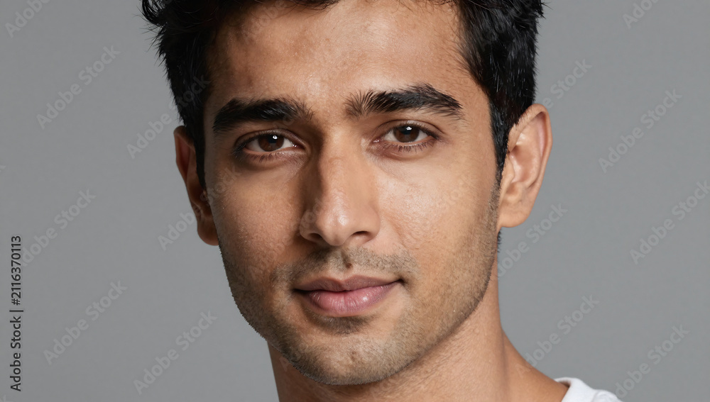 Naklejka premium South Asian Man Grooming and Hydrated Natural Skin