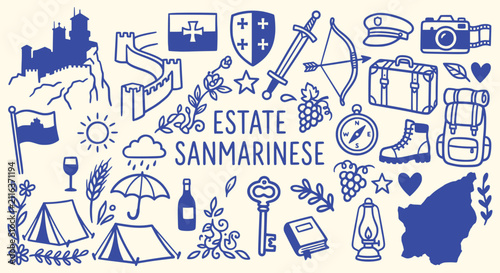 Foto San Marino summer doodle icon set