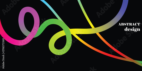 Abstract Colorful Neon Music Wave with Glowing Green and Pink Light Curves on Black Background Futuristic Vector Illustration Wallpaper Design
