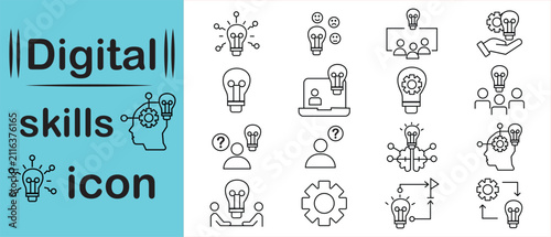 Digital skills icon vector set, Product innovation icon, Graphic design icons.