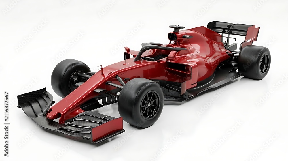 Fototapeta premium Detailed Studio Shot of a Modern Red Formula One Racing Car Model.