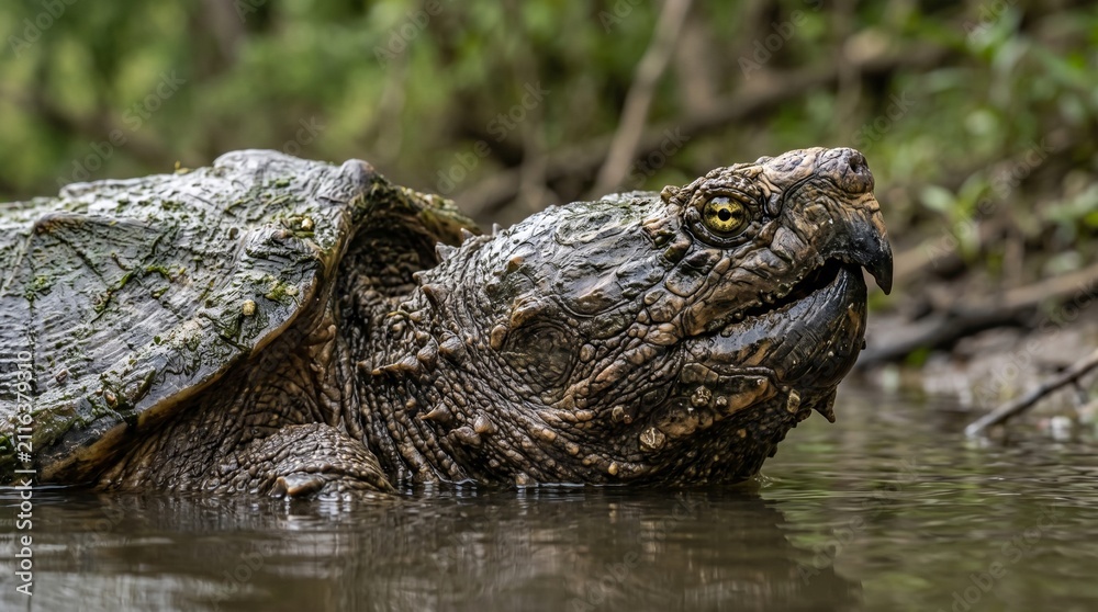 Fototapeta premium close up portrait alligator snapping turtle