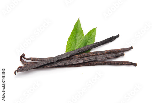 Vanilla stick with mint leaves