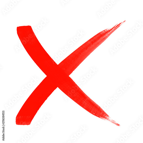 Thick cross X mark marker illustration displays hand drawn calligraphic brush stroke cancel element. Rejected wrong sign isolated on transparent background for sticker clip art.