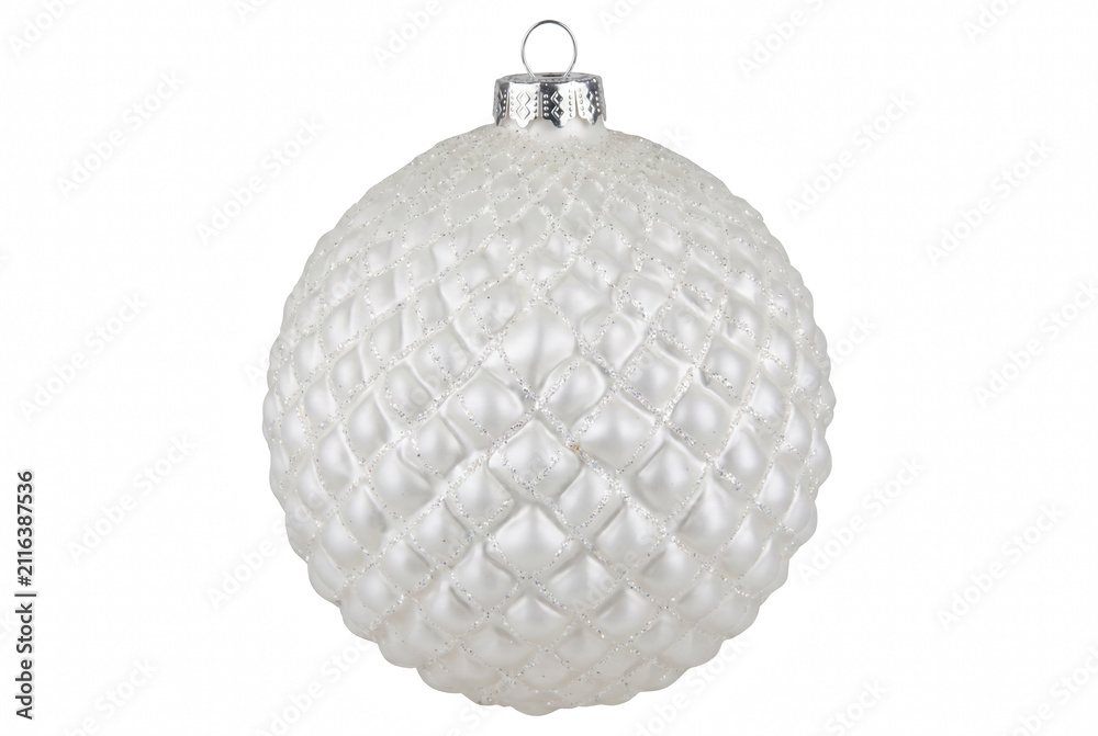Obraz premium Elegant pearlescent quilted Christmas tree ornament with glitter detail