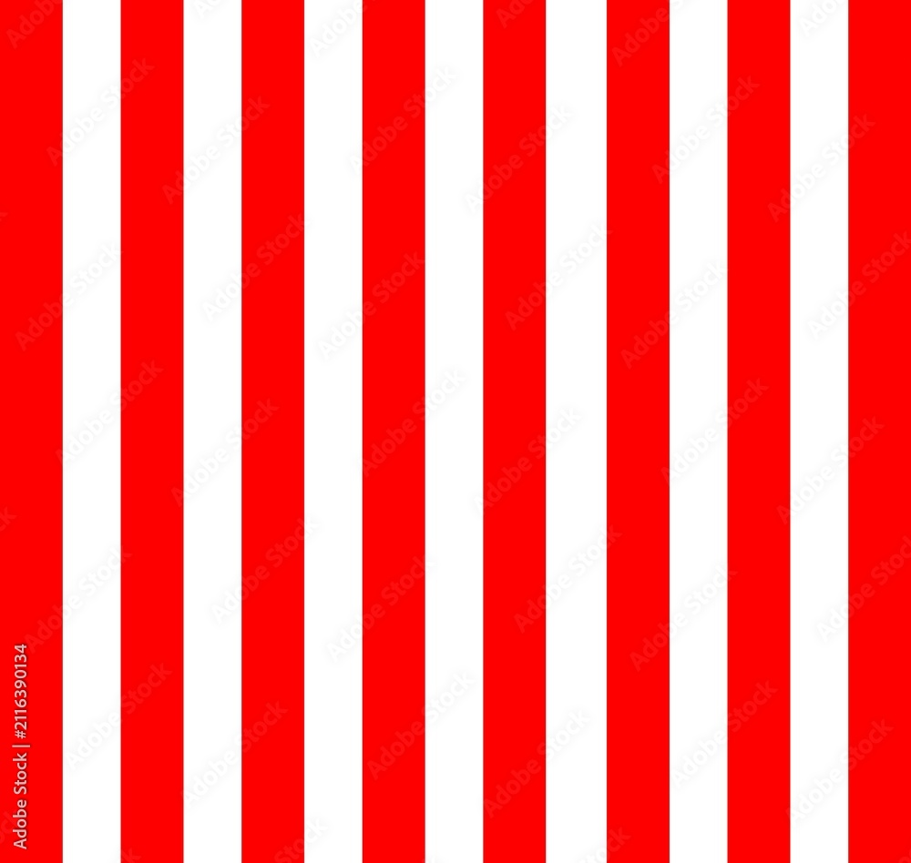 Obraz premium Minimal red and white vertical stripe pattern background, ideal for graphic design, branding, packaging, textiles, wallpapers, and modern decorative projects.