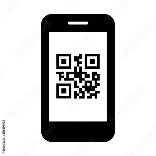 qr code on smartphone glyph icon