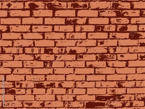 A grungy red brick wall background. An illustration of a brick wall