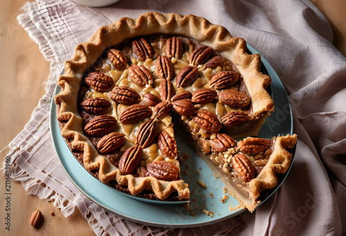 Delicious pecan pie with a ...