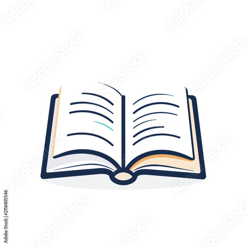 Minimalist Hand Drawn Open Book Illustration Isolated on White Background for Education Design