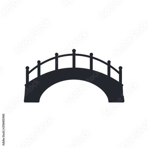 Minimalist Arched Bridge Silhouette Icon, Vector Illustration Isolated on White Background