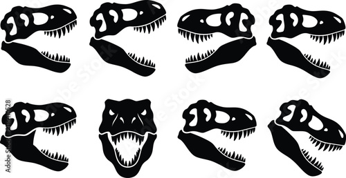Dinosaur Teeth Icon Silhouette Bundle -  Black T-Rex Fang Vector Illustrations Jurassic Design
