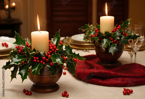 Elegant christmas dinner ta...
