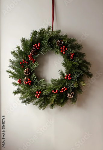 Christmas wreath with red b...