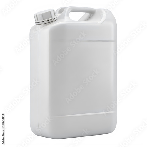White Plastic Jerrycan with Handle and Screw Cap on Black Background white jerrycan container