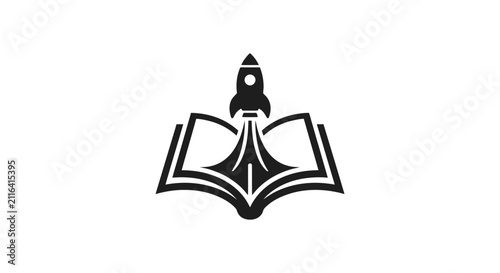 Book rocket launch logo concept, education and startup concept icon