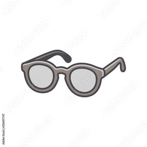 Simple gray round sunglasses illustration.