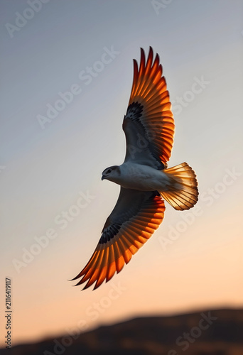 White-tailed kite bird in f...