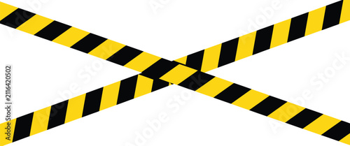Warning Tape icon. Yellow and black caution stripes for hazard alerts construction areas and restricted zones vector illustration