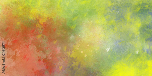Abstract textured background with a vibrant blend of purple yellow orange and green watercolor brush strokes . Artistic vibrant and colorful wallpaper.Brushed Painted Abstract Background. Brush stroke
