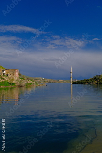 submerged minaret, city left underwater, Nizip Erenköy
