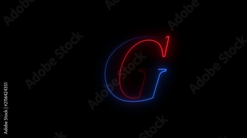 Glowing Red and Blue Neon Letter G Animation, Modern Animated Typography Motion Graphic Loop for Title Sequence 4K