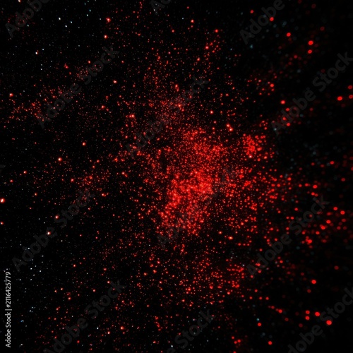 Red Star Cluster Shines in the Dark Cosmos Abstract View from Space Exploration and Discovery Concept