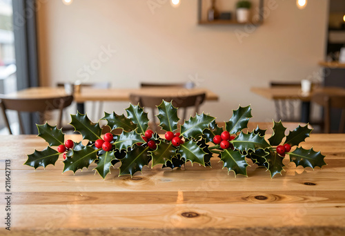 Christmas holly garland wit...