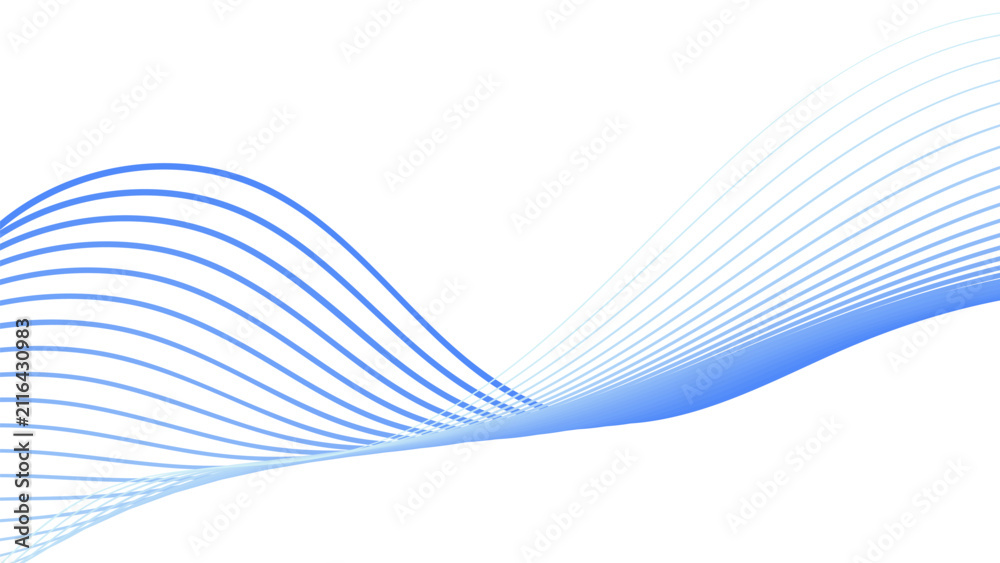 Fototapeta premium Blue abstract background with flowing wave lines on transparent backdrop for web graphics.