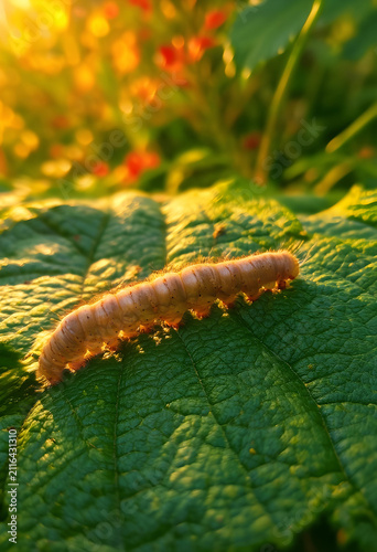 Hairy caterpillar crawling ...